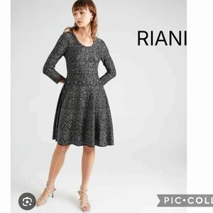 RIANI Black & Silver 3/4 Sleeve Dress Sz Small